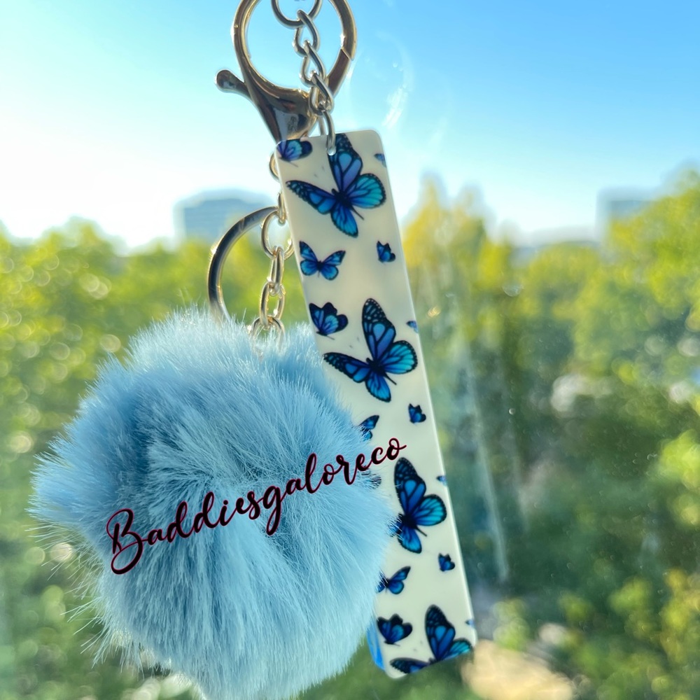 Blue Butterfly Card Grabber w/ puff